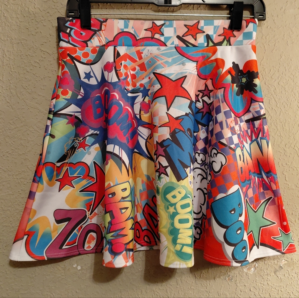 Rue21 Multicolor Comic Print Skater Skirt - Picture 1 of 6